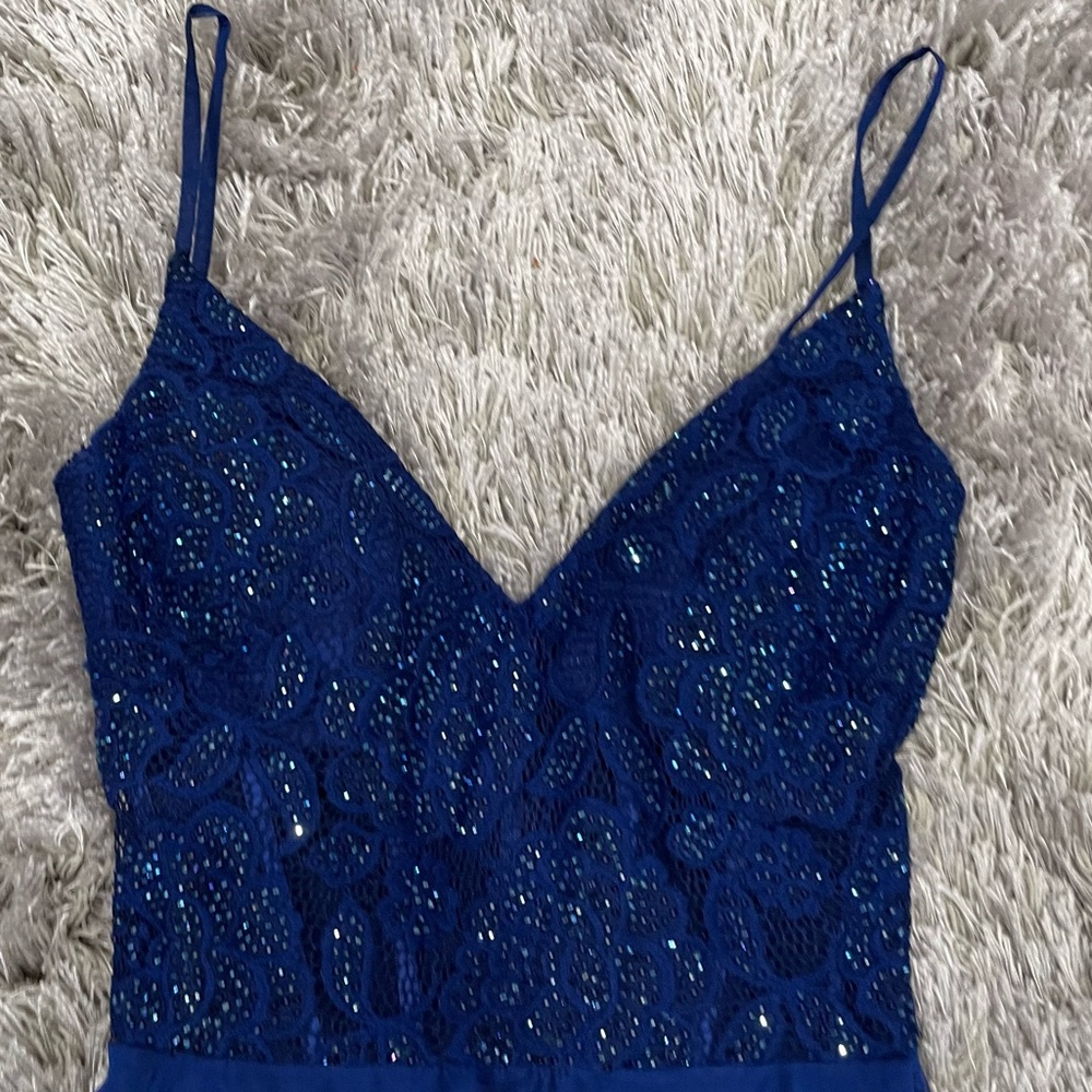 La Femme 28664 Blue Embroidered Bodice Gown 2 - Picture 7 of 10